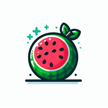 Watermelon fruit flat icon. Vector illustration of a watermelon.のイラスト素材