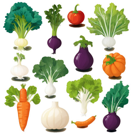Vegetables set isolated on a white background. Vector illustration.のイラスト素材