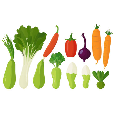 Vegetables on a white background. Vector illustration of vegetables.のイラスト素材