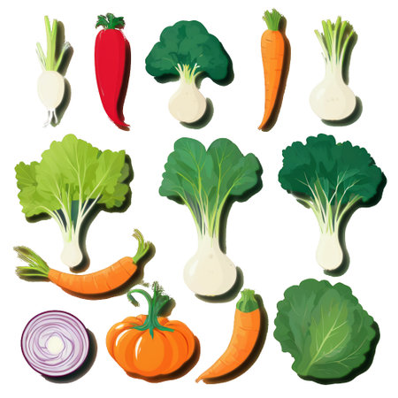 Vegetables on a white background. Vector illustration of vegetables.のイラスト素材