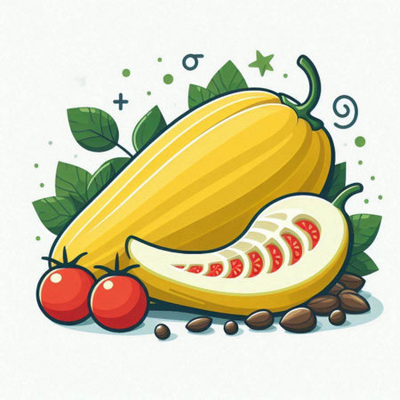 Illustration of fresh vegetables and fruits on a white background - vectorのイラスト素材
