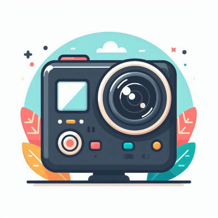 Camera icon in flat style. Vector illustration. Isolated on white background.のイラスト素材