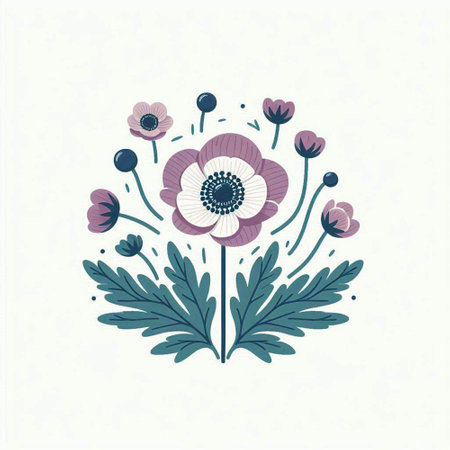 Vector floral design element. Hand drawn illustration with flowers and leaves.のイラスト素材