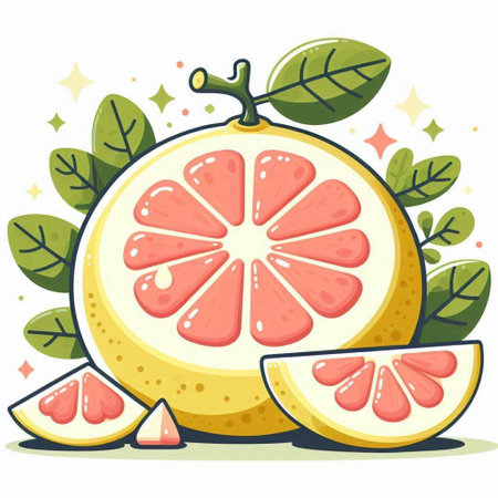 Grapefruit on a white background. Vector illustration, flat style.のイラスト素材