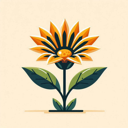 Sunflower flower icon in flat style. Vector illustration for your designのイラスト素材