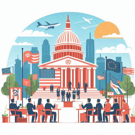 Illustration of the United States Capitol Building, Washington DC, USAのイラスト素材