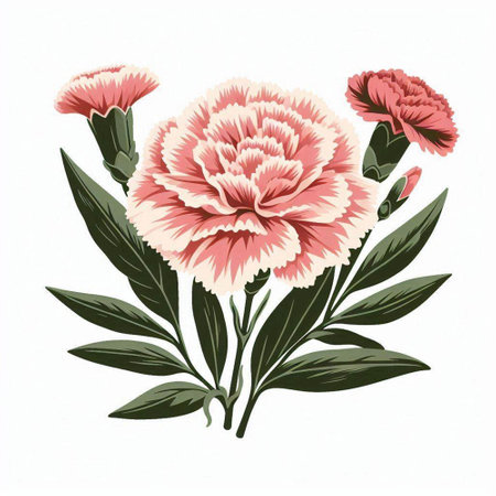 Carnation flower isolated on white background. Hand drawn vector illustration.のイラスト素材