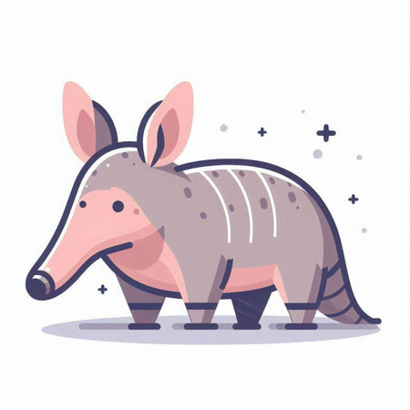 Cute cartoon armadillo. Vector illustration in flat style.のイラスト素材