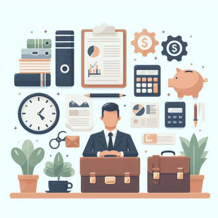 Flat design vector illustration concept for business, finance, management and planning.のイラスト素材