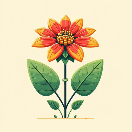 Mexican sunflower, vector illustration, isolated on white background.のイラスト素材