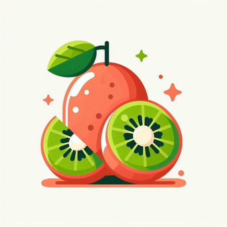 Fruit icon with kiwi and orange. Vector illustration.のイラスト素材