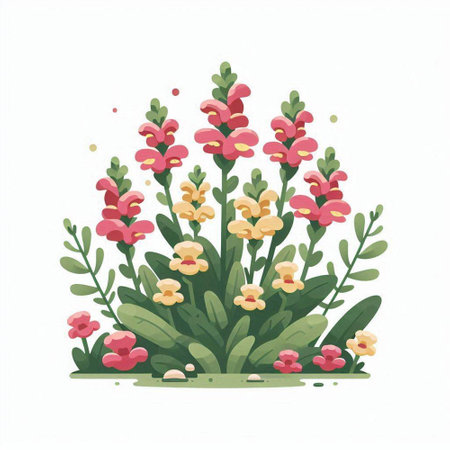 Flower garden. Hand drawn vector illustration isolated on white background.のイラスト素材