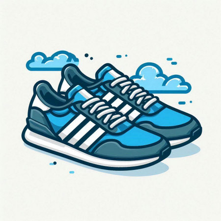 Sneakers with clouds in the background. Vector illustration of sneakers.のイラスト素材