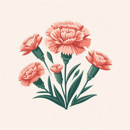 Carnation flowers. Hand drawn vector illustration in retro style.のイラスト素材