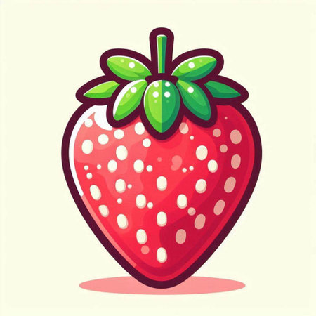 Strawberry vector icon. Cartoon illustration of strawberry vector icon for web designのイラスト素材