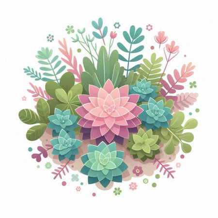 Cute succulents in watercolor style. Vector illustration.のイラスト素材
