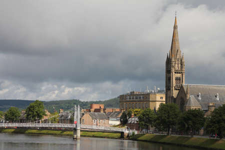 View of Inverness and the river  This river comes directly from Loch Nessの写真素材