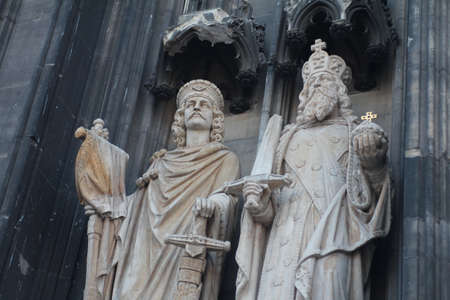 Statues on the front of the Cathedral in Cologne, Germanyのeditorial素材