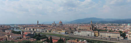 Panoramic of Florence, the duomo, the Arno river and the town hall  It is one of the most visited place in the world  の写真素材