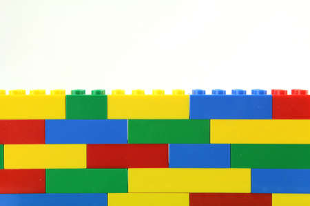 Multi coloured  wall on white backgroundの写真素材