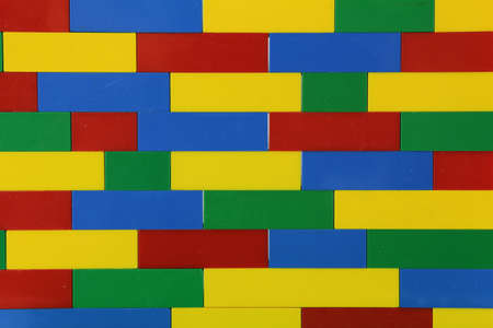 Multi coloured wall on white backgroundの写真素材