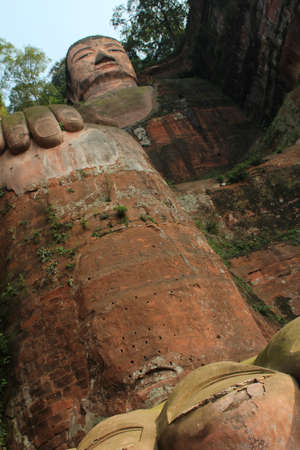 Leshan Giant Buddha, view from above. It is the largest stone Buddha in the world and it is by far the tallest pre-modern statue in the world. Leshan Giant Buddha Scenic Area has been listed as a UNESCO World Heritage Site since 1996.
のeditorial素材