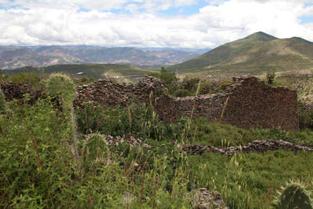 Ancient wall built by indigenous Wari peopleの写真素材