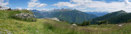 Alpine landscape in summer in Valtellina, northern Italyの写真素材