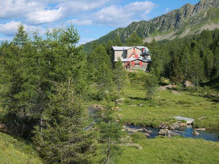 Bosio mountain lodge in Valmalenco, northern Italyの写真素材