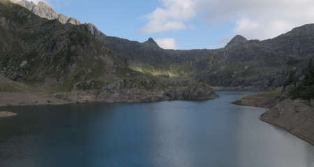 Lake Gemelli basin on the Bergamo Alps, northern Italyの写真素材