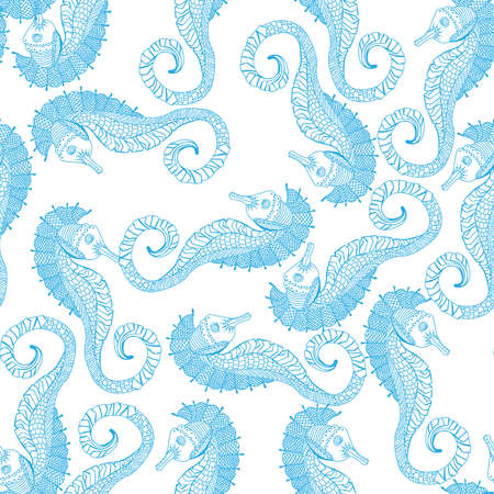 Seamless background with sea horsesのイラスト素材