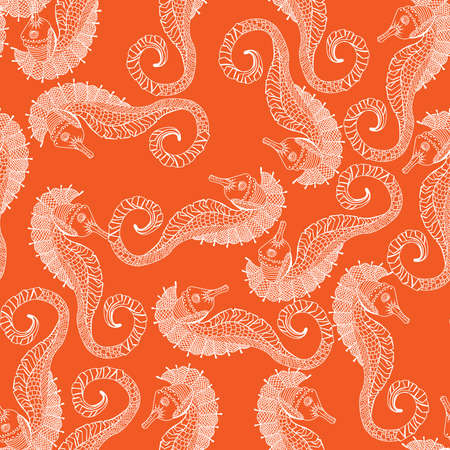 Seamless background with sea horsesのイラスト素材