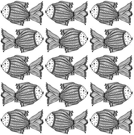 Group of fish swiming in two directionsのイラスト素材