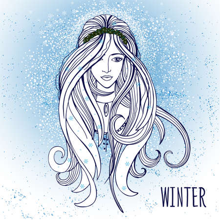 Vector illustration of woman with winter elementsのイラスト素材