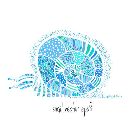 Vector Illustration of colored snail in doodling styleのイラスト素材