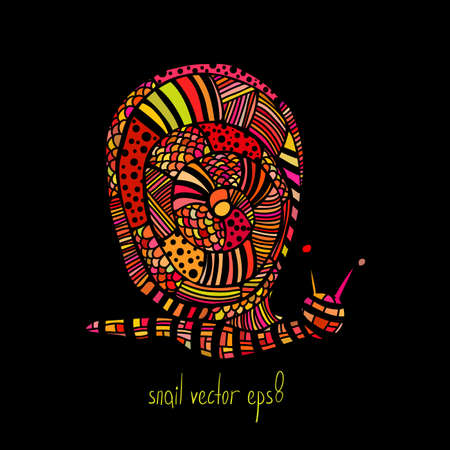 Vector Illustration of colored snail in doodling styleのイラスト素材