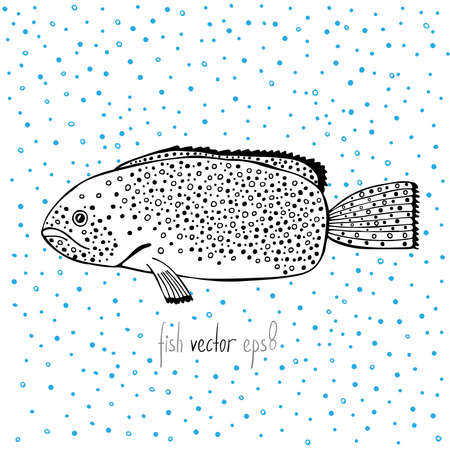 Swimming fish and water bubblesのイラスト素材