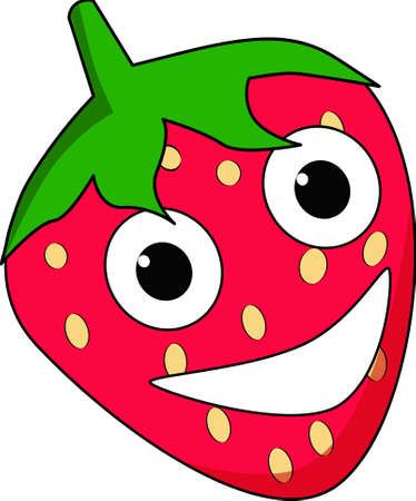 Happy cartoon strawberry characterのイラスト素材
