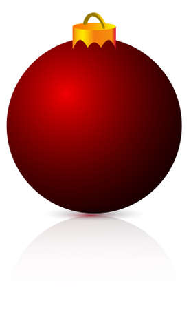 red christmas ball with reflection and soft shadowのイラスト素材