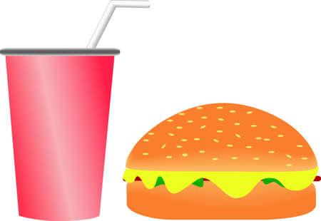 Burger and Softdrinkのイラスト素材
