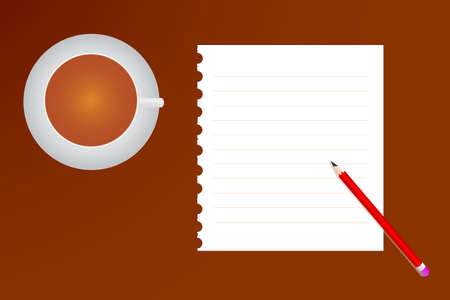 a Cup of Coffee and Notebookのイラスト素材