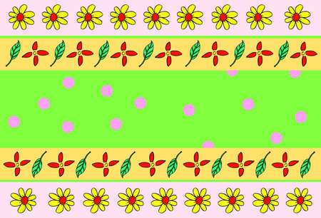 doodle background, flower and leafのイラスト素材