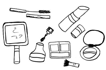 hand draw sketch of woman stuffのイラスト素材