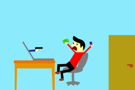 Man - Victim of Cyber crimeのイラスト素材