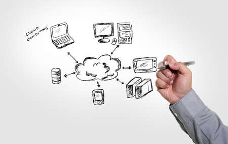 Man Hand Writing Cloud Computing at Boardの写真素材