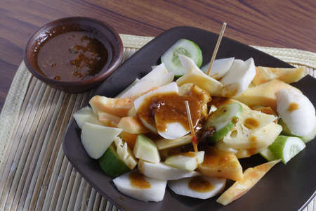 Rujak, Traditional fruit salad dishの写真素材