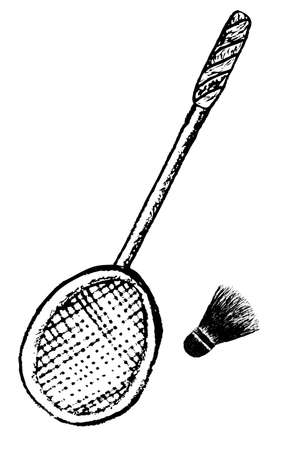 doodle Shuttle Cock and racketの写真素材