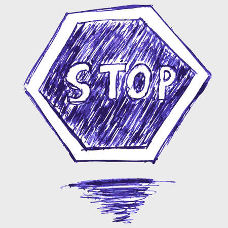 doodle traffic sign, stopのイラスト素材