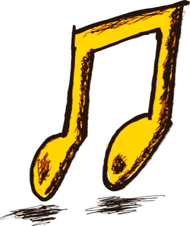 Hand draw sketch, flying musical noteのイラスト素材
