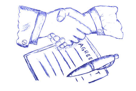 Two hand shaking after make a business agreementのイラスト素材